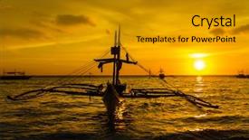  Presentation with boracay - Colorful PPT layouts enhanced with boat at sunset sea boracay backdrop and a gold colored foreground
