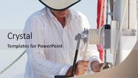  Presentation with boat - Beautiful PPT theme featuring boat captain - raising the mainsail backdrop and a light gray colored foreground
