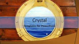  Presentation with closed - Presentation having boat closed porthole with seascape background and a light blue colored foreground