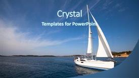  Presentation with sailing - Cool new PPT theme with boat competitor of sailing regatta backdrop and a ocean colored foreground