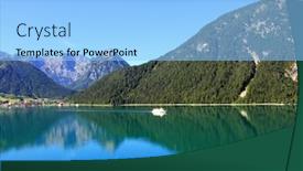  Presentation with green lake - Slide deck having boat-cruising-along-the-achensee background and a light blue colored foreground