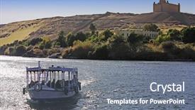  Presentation with nile river - Presentation theme having boat cruising on the river background and a gray colored foreground