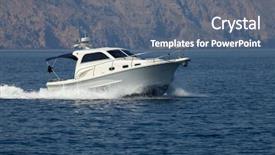  Presentation with ship boat and sea - Colorful presentation enhanced with boat cruising on the sea backdrop and a gray colored foreground