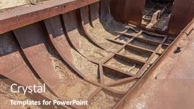  Presentation with central asia - Slides consisting of boat-detail-on-a-ship background and a coral colored foreground