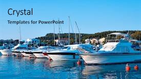  Presentation with sea port - Slides having boat dock - luxury yachts in sea port background and a light blue colored foreground