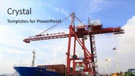  Presentation with container ship - Amazing presentation theme having boat dock - moored container ship and gantry backdrop and a light blue colored foreground