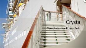  Presentation with cruise ship - Amazing slide deck having boat dock - stairs to large passenger cruise backdrop and a soft green colored foreground