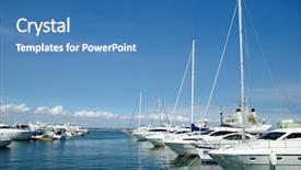  Presentation with dock - Audience pleasing presentation consisting of boat dock - white yachts on an anchor backdrop and a teal colored foreground