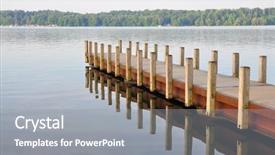  Presentation with lake dock - Audience pleasing slide deck consisting of jamestown - boat dock on a lake backdrop and a gray colored foreground