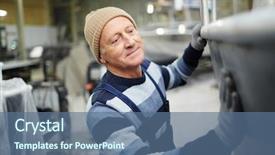  Presentation with shipbuilding - Slide set featuring boat during work in shipbuilding background and a ocean colored foreground