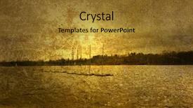  Presentation with old fashioned - Presentation theme enhanced with boat faded - old-fashioned landscape background and a  colored foreground