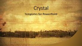  Presentation with brown old fashioned landscape - Slide set having boat faded - old-fashioned landscape background and a yellow colored foreground