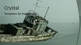  Presentation with ship - Beautiful PPT theme featuring boat faded - rusty ship grounded backdrop and a light gray colored foreground