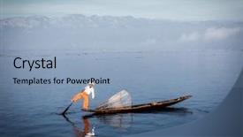  Presentation with rowing - Cool new PPT theme with boat faded - traditional burmese fisherman rowing backdrop and a light blue colored foreground