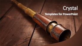  Presentation with vintage antique retro terrestrial globe - Presentation with boat faded - vintage retro spyglass on wooden background and a  colored foreground