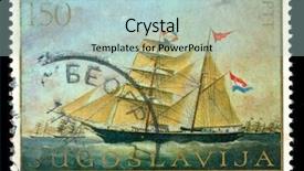  Presentation with sailing ship - Theme enhanced with boat faded - vintage stamp depicting a sailing background and a light blue colored foreground