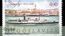  Presentation with stamp - Cool new presentation theme with boat faded - vintage stamp depicting shipping used backdrop and a  colored foreground
