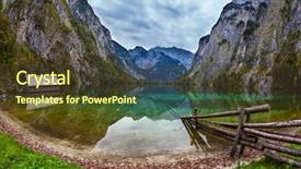  Presentation with boat tourism - PPT theme featuring boat-garage-on-the-lake background and a tawny brown colored foreground