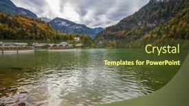  Presentation with boat - Beautiful PPT theme featuring boat-garages-on-the-shores backdrop and a tawny brown colored foreground