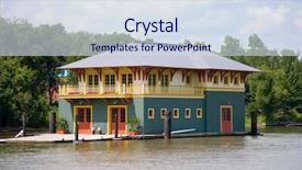  Presentation with harlem new york - Presentation theme featuring boat house on the harlem background and a sky blue colored foreground
