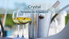  Presentation with pair of gloves - Audience pleasing presentation design consisting of boat ice - pair of wineglasses backdrop and a sky blue colored foreground