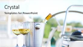  Presentation with yacht - PPT layouts enhanced with boat ice - pair of wineglasses background and a white colored foreground