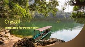  Presentation with national - Amazing PPT theme having boat in ba be national backdrop and a tawny brown colored foreground