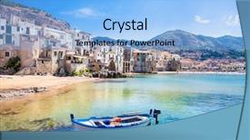  Presentation with fishing boat - Slide set enhanced with boat in cefalu sicily italy background and a light blue colored foreground
