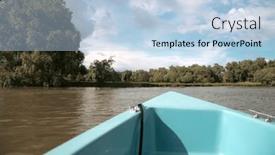  Presentation with danube delta - Presentation theme enhanced with boat-in-danube-delta-romania background and a light blue colored foreground