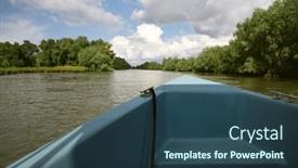  Presentation with danube delta - Presentation theme with boat-in-danube-delta-romania and a ocean colored foreground