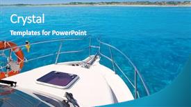  Presentation with water sources inspection - Amazing slide set having boat in formentera island transparent backdrop and a teal colored foreground