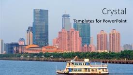  Presentation with boat river - PPT layouts enhanced with boat-in-huangpu-river background and a light blue colored foreground