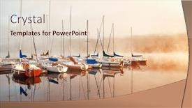  Presentation with morning sunrise - Presentation design consisting of boat-in-morning-foggy-lake background and a lemonade colored foreground