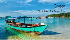  Presentation with cambodia - PPT layouts having boat in sihanoukville cambodia background and a light blue colored foreground