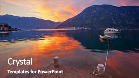  Presentation with kotor montenegro - Audience pleasing presentation theme consisting of boat in the sea at sunset with mountains in the background the bay of kotor montenegro backdrop and a tawny brown colored foreground