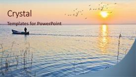  Presentation with sea sun - Beautiful slides featuring boat in the sea backdrop and a lemonade colored foreground
