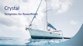  Presentation with sail - Slide deck having split shot of the sail boat in the tropical sea background and a sky blue colored foreground