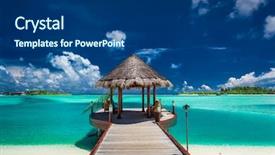  Presentation with maldives - PPT theme consisting of boat jetty in a luxury background and a ocean colored foreground