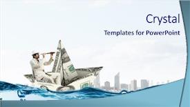  Presentation with made in america - Amazing slide set having floating dollars - businessman in boat made backdrop and a sky blue colored foreground