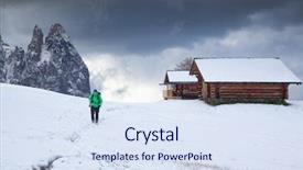  Presentation with winter - Slide deck featuring boat map - snowy early winter landscape background and a  colored foreground