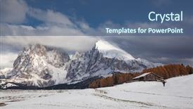  Presentation with winter - Amazing theme having boat map - snowy early winter landscape backdrop and a ocean colored foreground