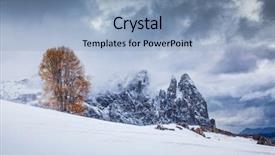  Presentation with winter - Theme with boat map - snowy early winter landscape background and a light blue colored foreground