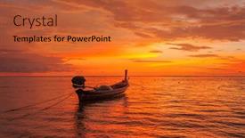  Presentation with boat - PPT theme with boat-near-the-beach background and a red colored foreground