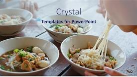  Presentation with noodle - Presentation theme with boat-noodle-at-outdoor-thailand background and a sky blue colored foreground