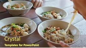  Presentation with noodle - Slide set featuring boat-noodle-at-outdoor-thailand background and a tawny brown colored foreground