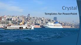  Presentation with istanbul - Beautiful slides featuring boat-on-bosphorus-marmara-sea backdrop and a light blue colored foreground