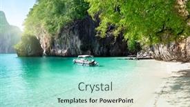  Presentation with thailand - Audience pleasing presentation theme consisting of boat-on-island-in-thailand backdrop and a mint green colored foreground