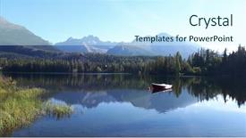  Presentation with mountain praise - Audience pleasing PPT layouts consisting of boat on morning mountain lake backdrop and a  colored foreground