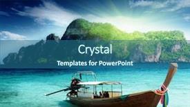  Presentation with thailand - Slides with boat on phi phi island background and a ocean colored foreground