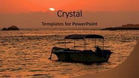  Presentation with sea galilee - Slide set having boat on sea against sunset background and a  colored foreground